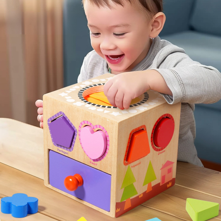 Cutia magică senzorială Montessori din lemn – dezvoltare tactilă și motricitate [1]