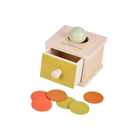 Jucarii Interactive & Sensoriale - Cutie Montessori din lemn cu bile și jetoane pentru sortare și coordonare