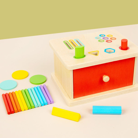 Cutie Montessori din Lemn pentru Sortarea Formelor și Culorilor, 3+ [2]