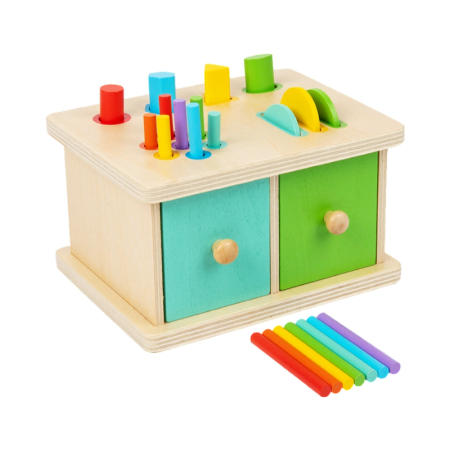 Cadouri Aniversare - Cutie Montessori din Lemn pentru Sortarea Formelor și Culorilor, 3+