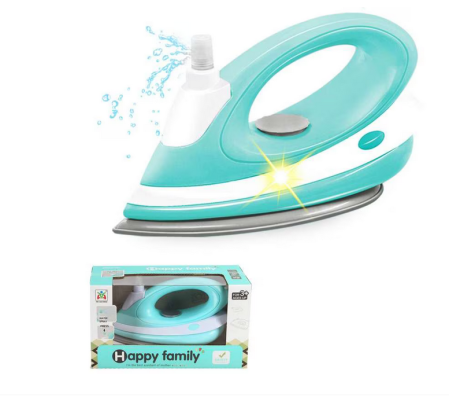 Jucarii Accesibile (sub 59 lei) - Fier de călcat de jucărie Happy Family cu pulverizare de apă și lumină – pentru copii