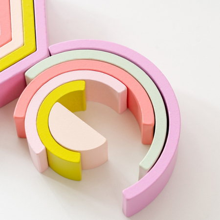 Forme Montessori curcubeu – Puzzle geometric din lemn | ZukiToys.ro [4]