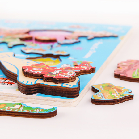 Harta Lumii din Lemn – Joc Educativ Montessori, 3 Ani+ [4]