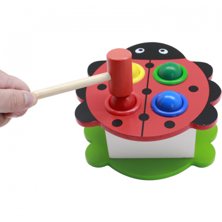 Joc "Buburuza" cu bilele – Banc din lemn educativ | ZukiToys.ro [1]