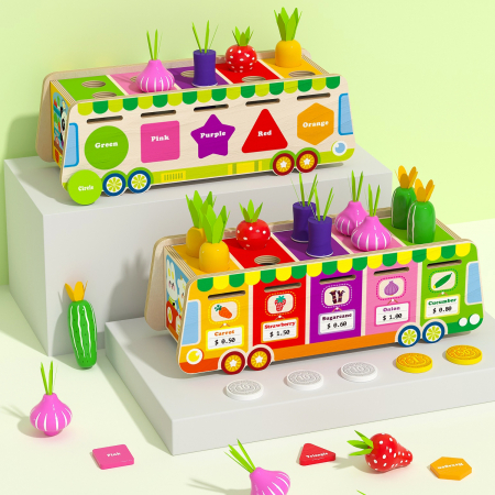 Jucarii Interactive & Sensoriale - Joc Camion cu Fructe si Legume – Sortare si Clasificare