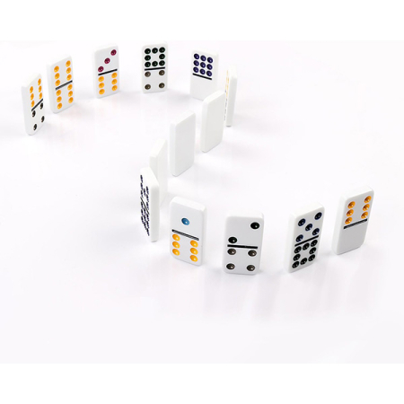 Joc clasic Domino cu 28 de piese – Set în cutie metalică roșie [4]