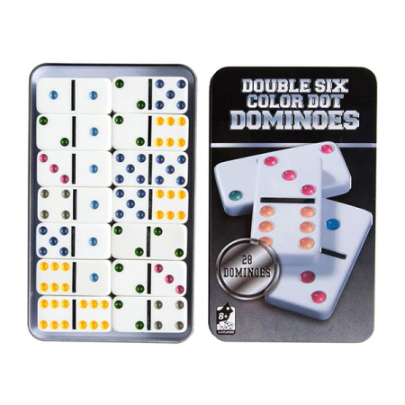 Joc clasic Domino cu 28 de piese – Set în cutie metalică neagră [1]