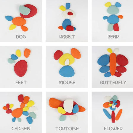 Joc creativ din lemn Montessori de asociere și dexteritate cu pietre colorate [4]