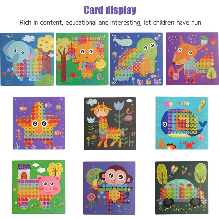 Joc creativ mozaic din lemn cu planse, butoni si rotite [1]