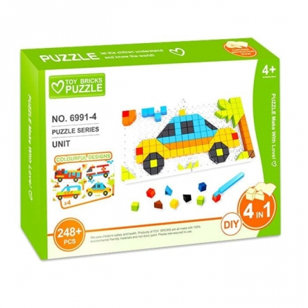 Joc creativ Mozaic Masini – 248 piese | Cuburi STEM cu butoni colorati pentru copii 4 ani+ [2]