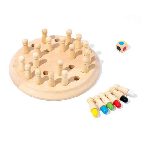 Jucarii Interactive & Sensoriale - Joc de memorie din lemn Memory Chess – concentrare si recunoastere culori