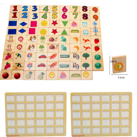 Joc de memorie din lemn tip Mahjong – 82 piese | ZukiToys.ro [1]