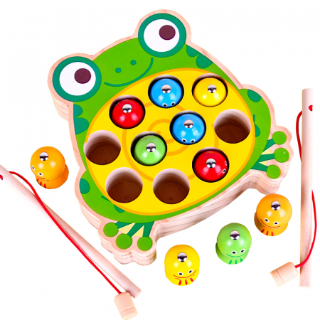Jucarii sub 50 lei - Joc de pescut magnetic din lemn – Broscuta|ZukiToys.ro