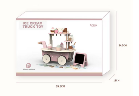 Joc de rol din lemn – cărucior cu înghețată, set interactiv pentru joacă [4]