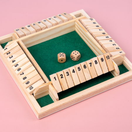 Jucarii din Lemn Natural - Joc de societate din lemn – Shut the Box - lemn natural