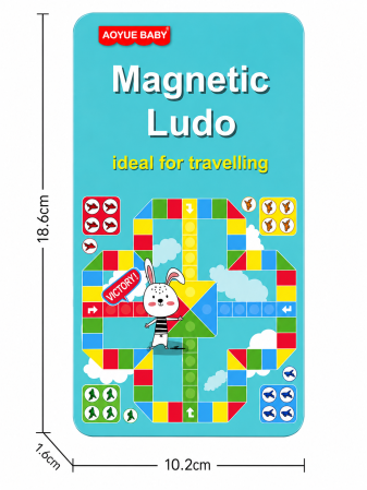 Joc de societate ,, Magnetic Ludo "  în cutie metalică pentru călătorii [3]