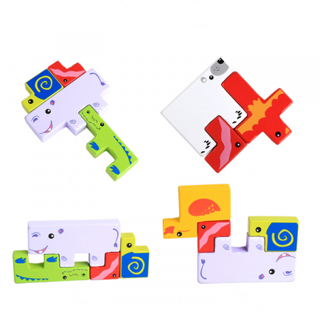 Joc din lemn Tetris 3D cu animalute – Puzzle creativ pentru copii | ZukiToys.ro [3]