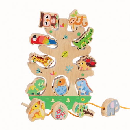 Puzzle lemn - Joc echilibru lemn si snuruit – Animale, pentru copii 3 ani+