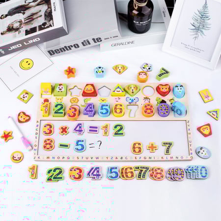 Jucarii sub 50 lei - Joc Educativ 3-în-1 – Tăbliță Magnetică, Cifre și Forme Geometrice