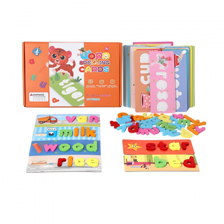 Puzzle lemn - Joc educativ alfabet Montessori cu ilustrații – 3 ani+