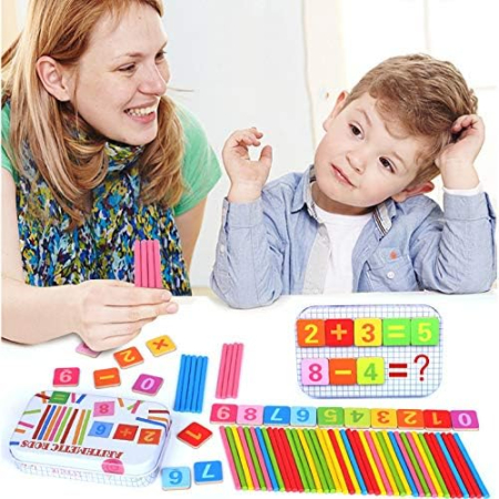 Joc educativ cu bețișoare aritmetice și cifre – Set pentru învățarea matematicii [3]