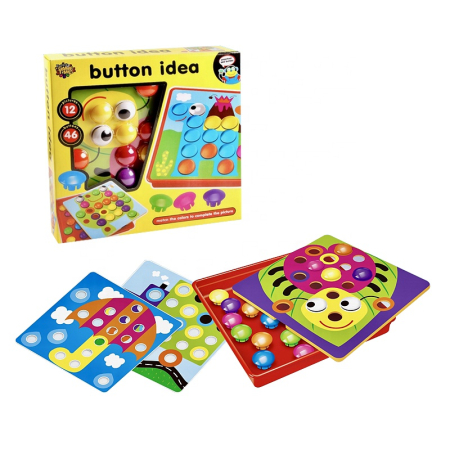 Invatare prin Joaca - Joc Educativ cu Butoni si 12 Planșe de Joc – Creativitate și Motricitate 3+