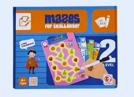Jucarii Accesibile (sub 59 lei) - Joc educativ cu labirinturi – 25 de planșe reutilizabile