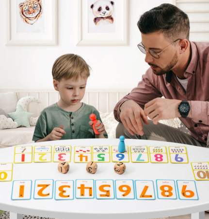 Joc educativ de memorie și numărare cu carduri, pioni și zaruri [2]