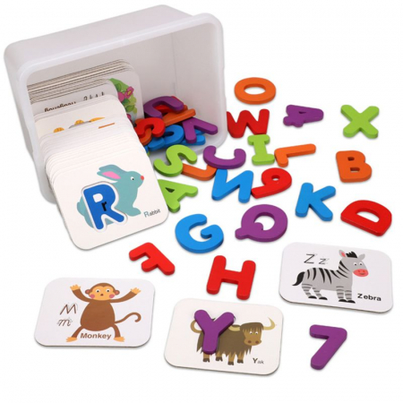 Joc educativ invatare alfabet si numere in limba engleza – cartonase pereche Montessori [4]