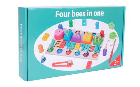 Jucarii pentru Fete - Joc educativ Montessori 4-în-1 – sortare forme și culori din lemn 36+