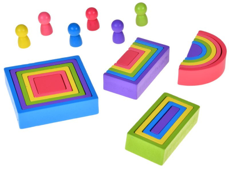 Joc constructie Montessori din lemn - 28 piese , multicolor [1]