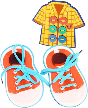 Puzzle lemn - Joc siretuit lemn Camasa si pantofi | ZukiToys copii 3 ani+