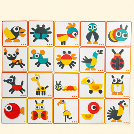 Joc educativ Tangram din lemn – 40 piese colorate | ZukiToys.ro [2]