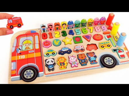 Joc logaritmic 7-în-1 Pompierul din lemn – Activități STEM pentru copii | ZukiToys.ro [2]