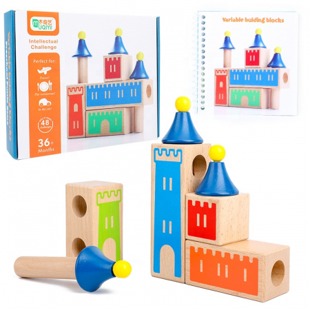 Puzzle lemn - Joc logic Castle of Dreams din lemn – Puzzle 3D castel | ZukiToys.ro