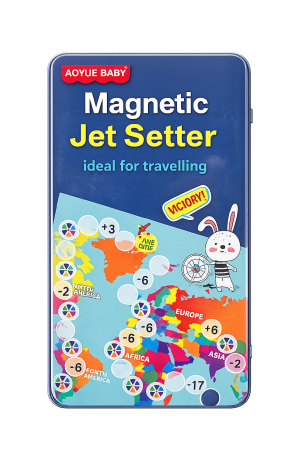 6–8 ani - Joc magnetic ,, Jet Setter " în cutie metalică pentru călătorii
