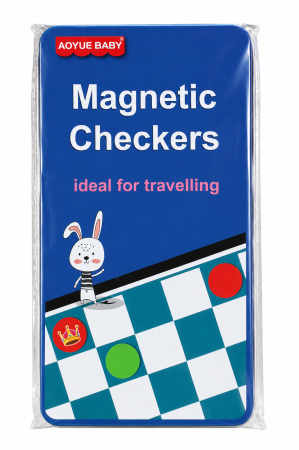 Toate Jucariile pentru Copii - Joc magnetic ,, Magnetic Checkers " în cutie metalică pentru călătorii