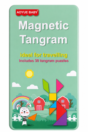 Jucarii Interactive & Sensoriale - Joc magnetic ,, Magnetic Tangram " în cutie metalică pentru călătorii