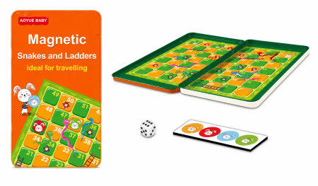 Joc magnetic ,, Snakes and Ladders " în cutie metalică pentru călătorii [1]