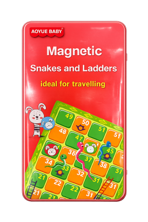 4–6 ani - Joc magnetic ,, Snakes and Ladders " în cutie metalică pentru călătorii