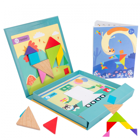 Jucarii sub 50 lei - Joc magnetic tip carte – Tangram 12 scene educative | ZukiToys.ro