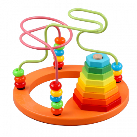Jucarii sub 50 lei - Joc Montessori 2 in 1 din lemn – colorat pentru copii mici