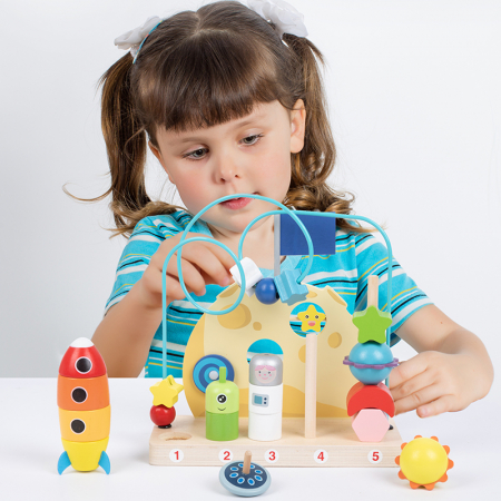 Joc Montessori 2 in 1 din lemn – motricitate si turn de stivuire copii 3 ani [3]