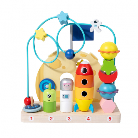 Jucarii educative - Joc Montessori 2 in 1 din lemn – motricitate si turn de stivuire copii 3 ani