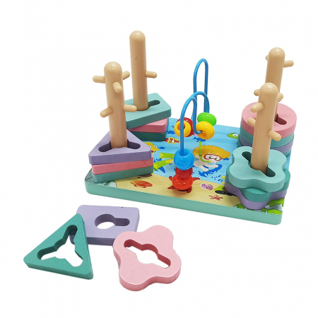 Joc Montessori 2-în-1 – Motricitate și Sortator de Forme din lemn | ZukiToys.ro [1]