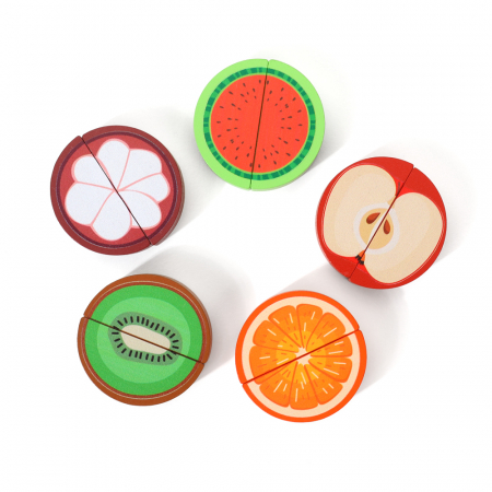 Joc Montessori 3 in 1 din lemn – Pescuit magnetic, sortare si feliere fructe [3]