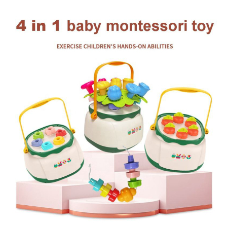 Joc Montessori cu Sortare, Șnuruit și Construcție, 40 Piese - 18 luni + [1]
