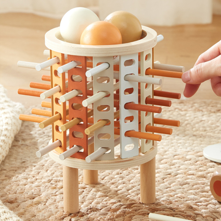 Joc Montessori de echilibru cu bile și bețe din lemn, joc de societate [3]