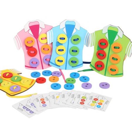 Joc Montessori de șnuruit cu nasturi colorați – 32 de piese pentru asociere și motricitate fină [3]