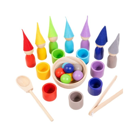 Joc Montessori de Sortare și Clasificare – Figurine, Bile și Cupe Colorate [1]